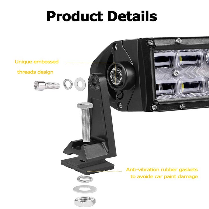 MOTLTECH Light Bar Side Brackets Universal Side Mounting Brackets Kit for Jeep Offroad Truck Mounting Double Row LED Work Light Bar (Pair, Black) - Image 3
